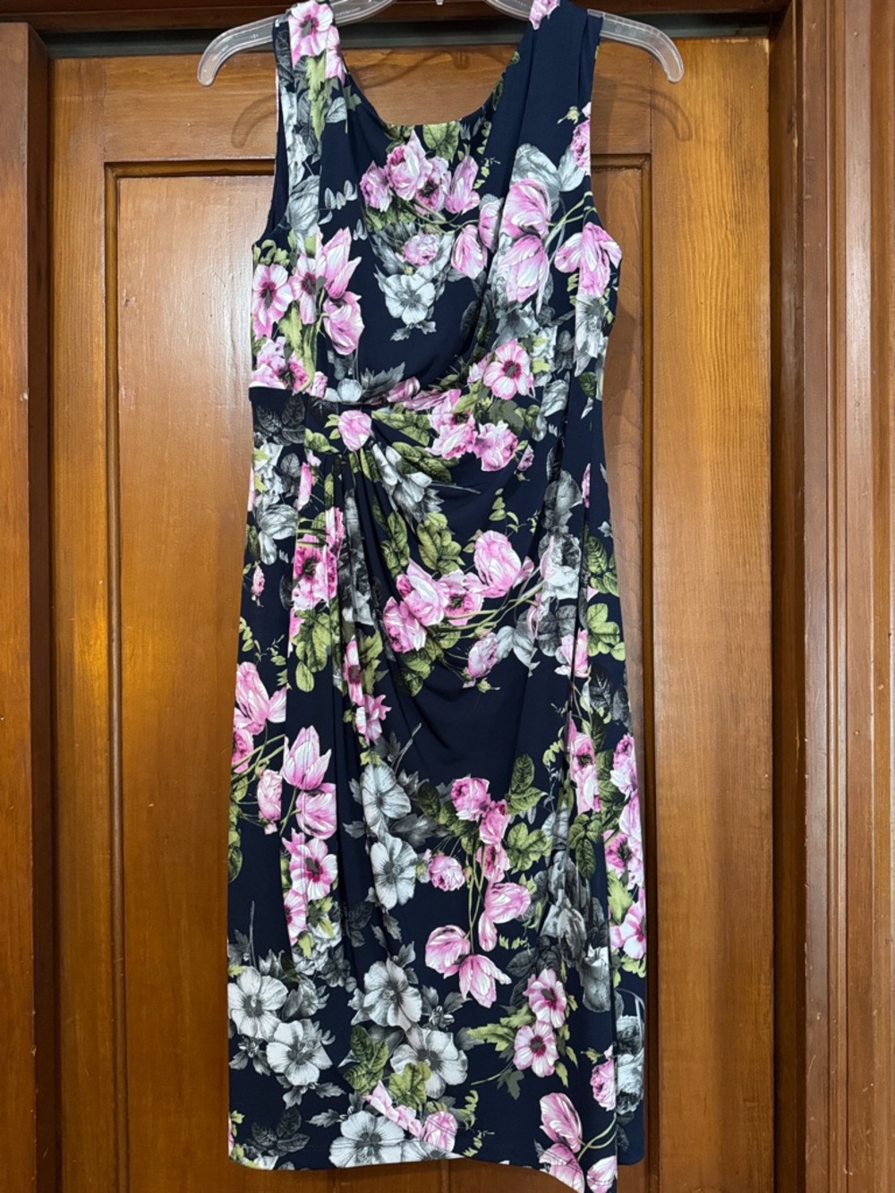 connected apparel Navy Women's dress with Patterned Trim